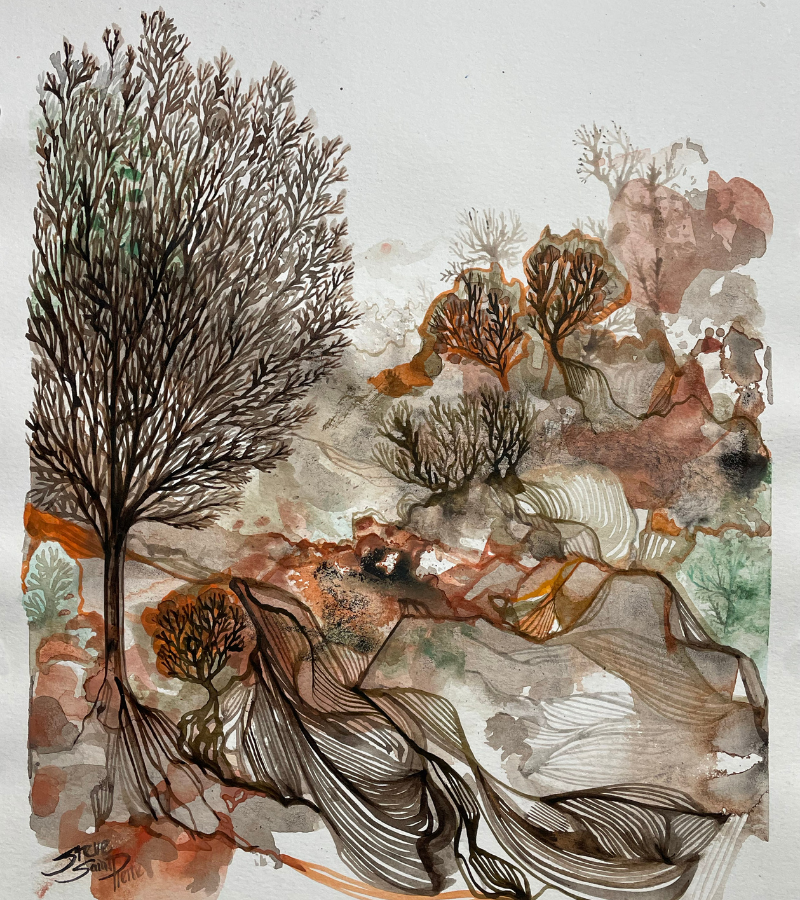 Mémoire d'avril-Steve Saint-Pierre, aquarelle et ajouts