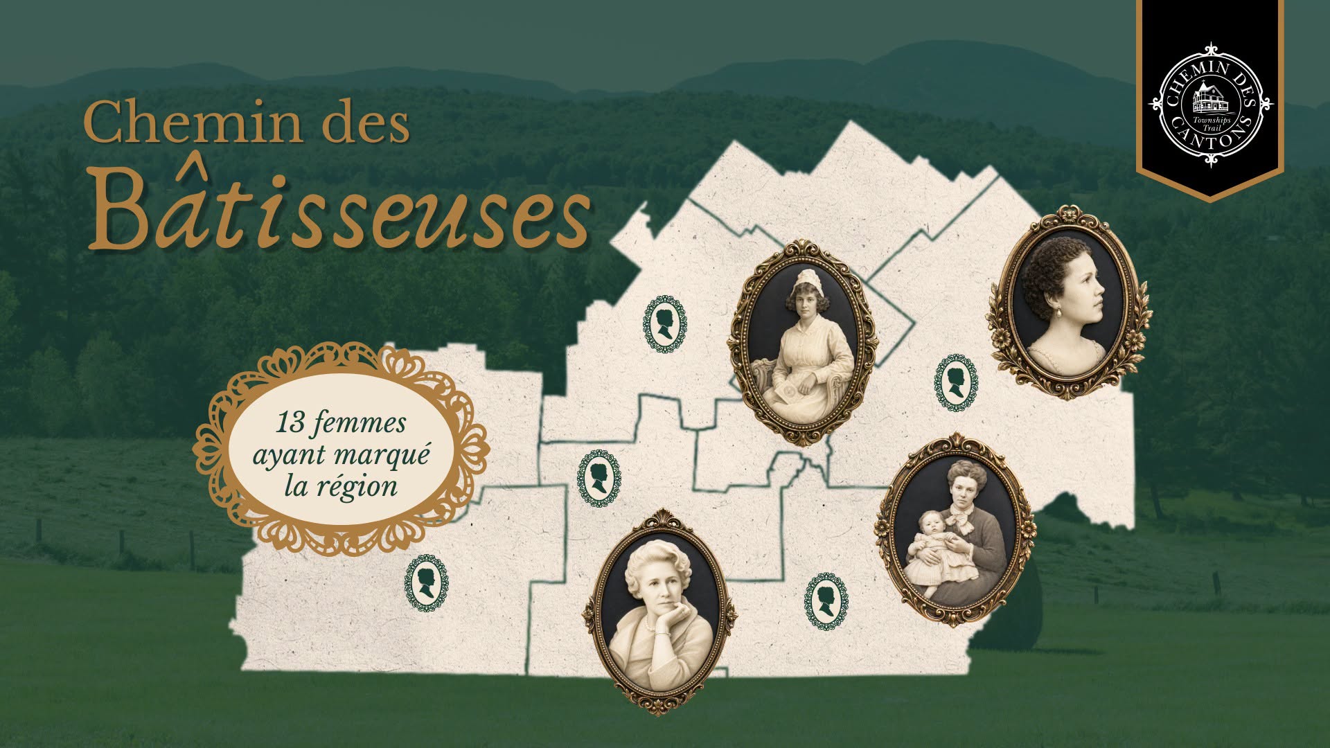 Panneau du Chemin des bâtisseuses au MAHD – Musée d'art et d'histoire de Dudswell, dans les Cantons-de-l'Est.